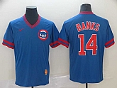 Cubs 14 Ernie Banks Blue Throwback Jerseys,baseball caps,new era cap wholesale,wholesale hats